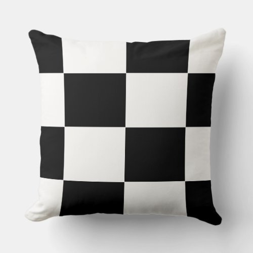 black and white checker board  pattern throw pillow