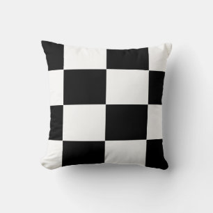 black and white checker board  pattern throw pillow