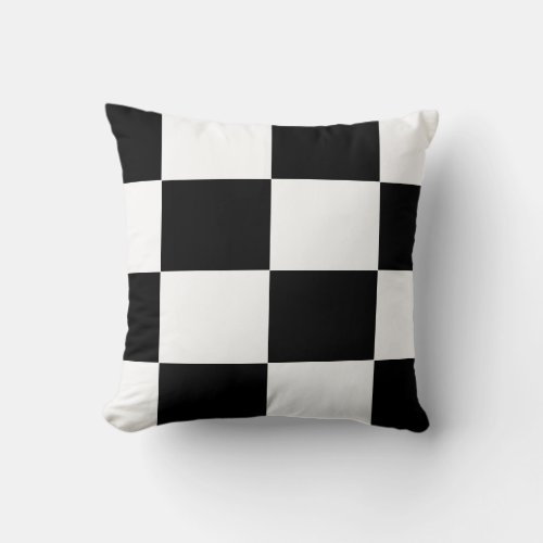 black and white checker board  pattern throw pillow