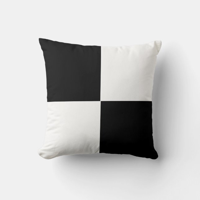 black and white checker board  pattern throw pillow (Front)