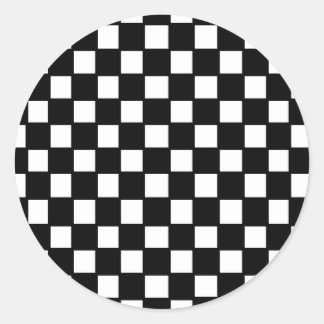 black and white checker classic round sticker