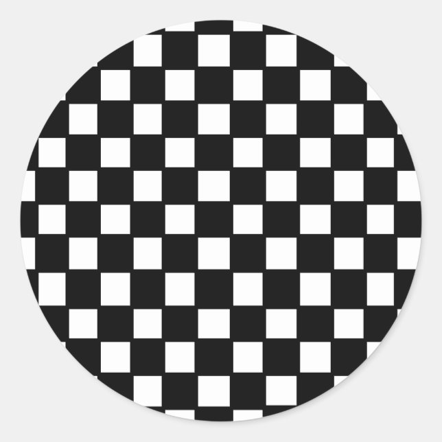 black and white checker classic round sticker (Front)