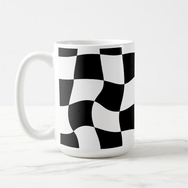 black and white checker coffee mug (Left)