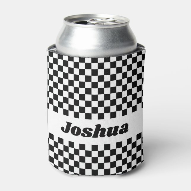 Black and White Checker Flag Can Cooler (Can Front)
