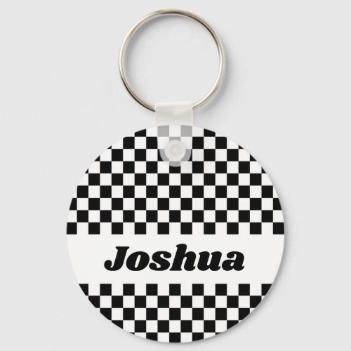 Black and White Checker Flag Keychain