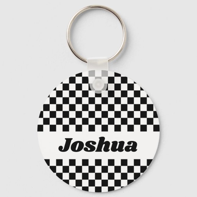 Black and White Checker Flag Keychain (Front)