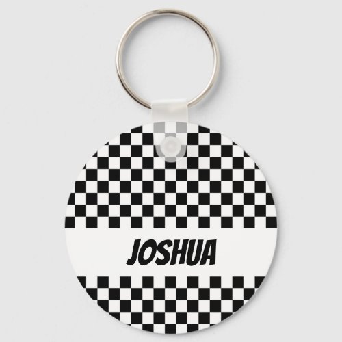 Black and White Checker Flag Keychain