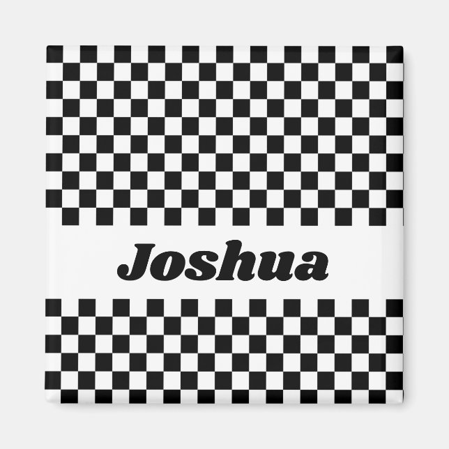 Black and White Checker Flag Magnet (Front)