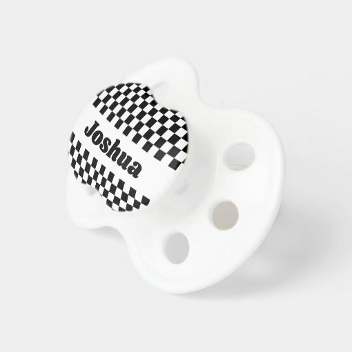 Black and White Checker Flag Pacifier | Zazzle