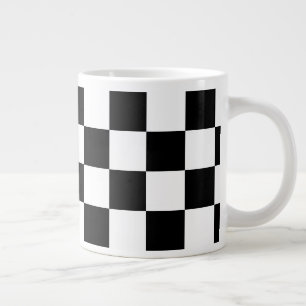 Black and White Checker Giant Coffee Mug