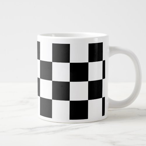 Black and White Checker Giant Coffee Mug