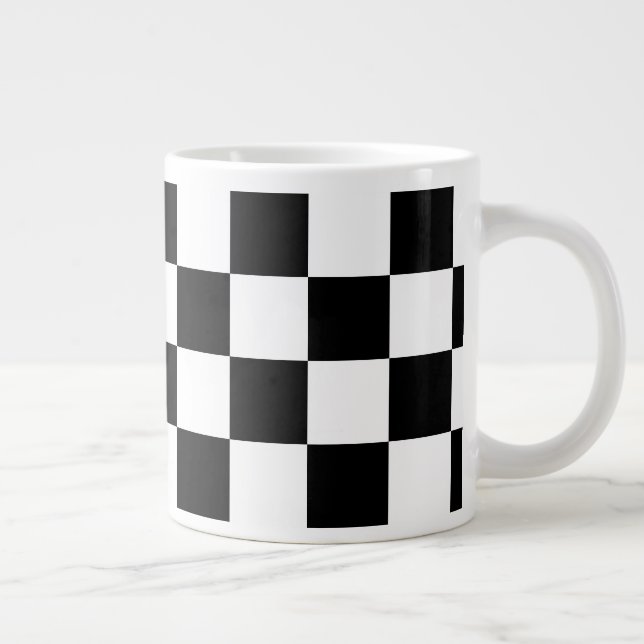 Black and White Checker Giant Coffee Mug (Right)