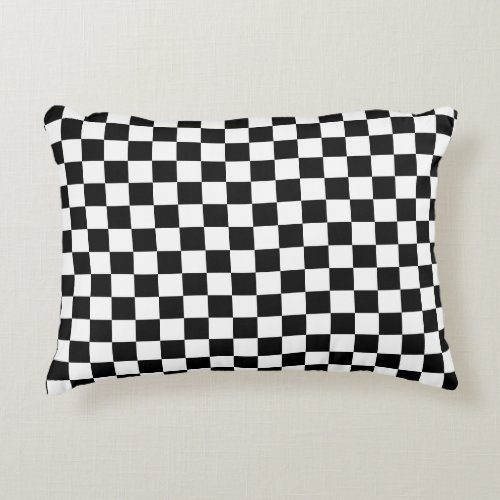 Black and white checker pattern accent pillow