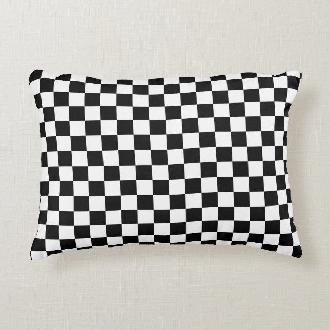 Black and white checker pattern accent pillow (Front)