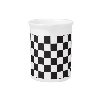 Black And White Checker Pattern Beverage Pitcher by dawnfx at Zazzle