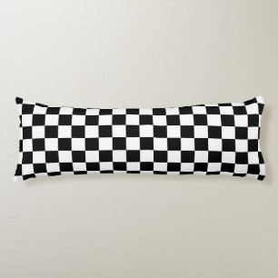 Black and white checker pattern body pillow