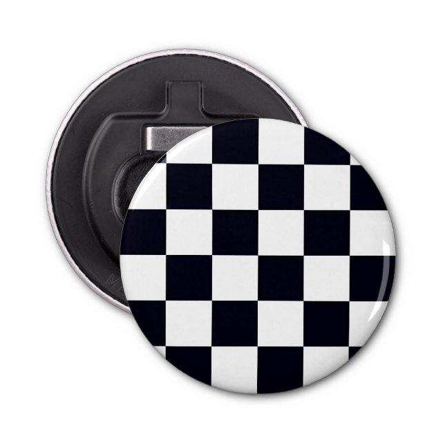 Black and White Checker Pattern Bottle Opener (Front)