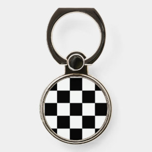 Black and White Checker Pattern Checkerboard Phone Ring Stand