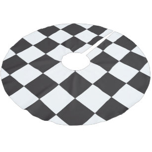 Black and White Checker Pattern Classic Brushed Polyester Tree Skirt