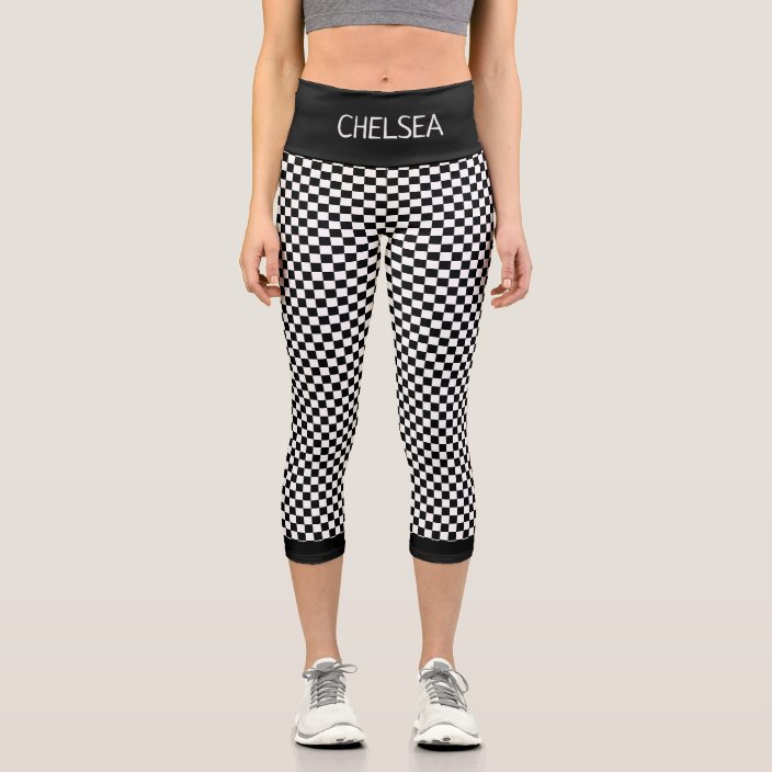 black and white checkered capri pants