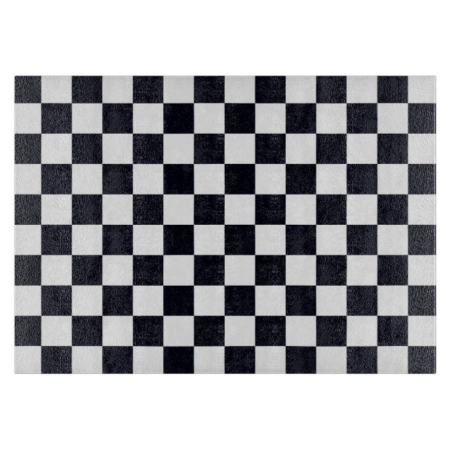 Black and White Checker Pattern Cutting Board (Front)