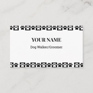 Black And White Checker Pattern Dog Walker Groomer Business Card