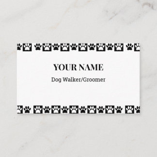 Black And White Checker Pattern Dog Walker Groomer Business Card