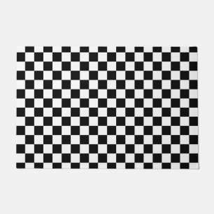 Black and white checker pattern doormat