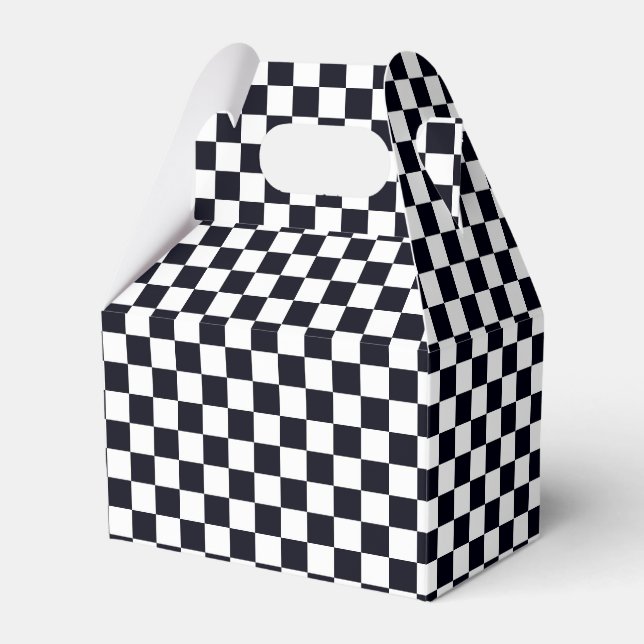 Black and White Checker Pattern Favor Boxes (Front Side)