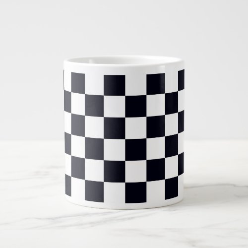 Black and White Checker Pattern Giant Coffee Mug