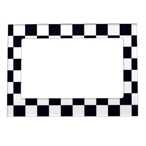 Black and White Checker Pattern Magnetic Picture Frame