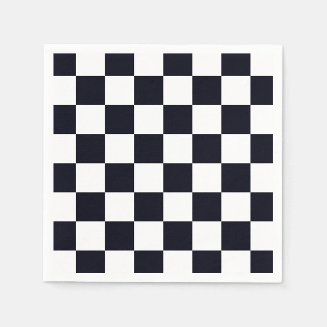 Black and White Checker Pattern Napkins (Front)