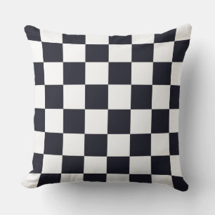 Black and White Checker Pattern Outdoor Pillow