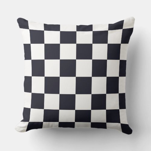 Black and White Checker Pattern Outdoor Pillow