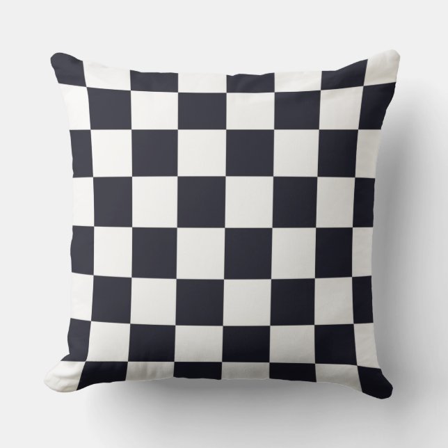 Black and White Checker Pattern Outdoor Pillow (Front)