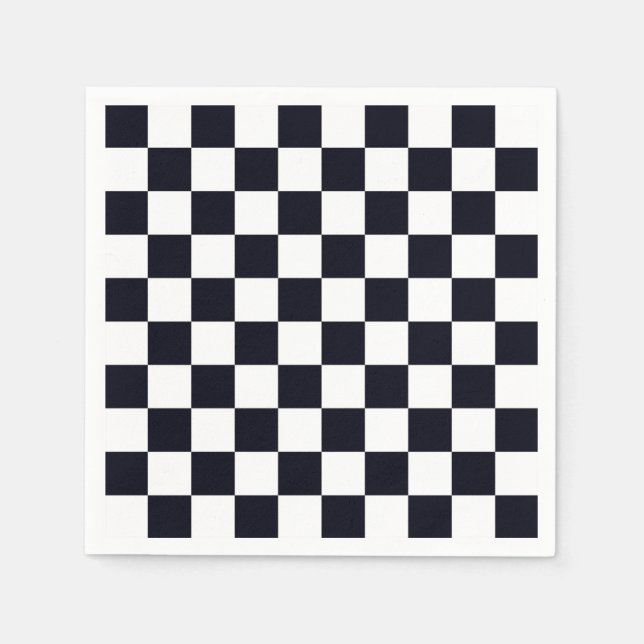 Black and White Checker Pattern Paper Napkins (Front)