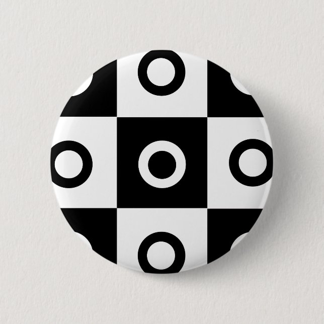 Black and white checker pattern pinback button (Front)