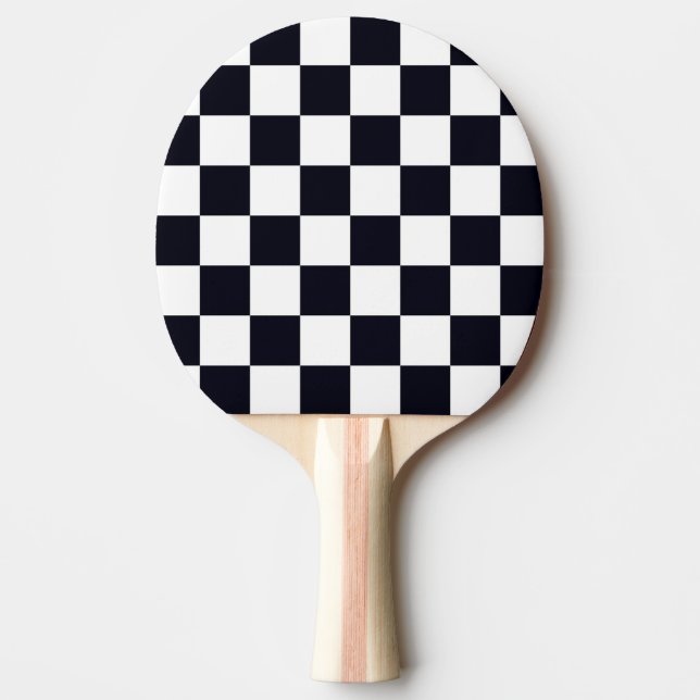Black and White Checker Pattern Ping Pong Paddle (Front)
