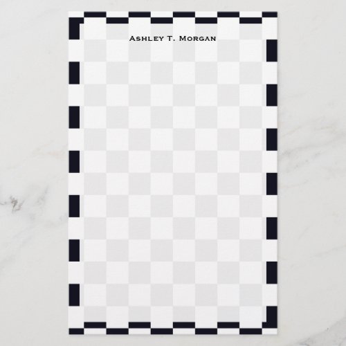 Black and White Checker Pattern Stationery