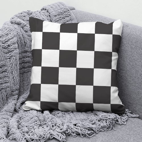 Black and White Checker Pattern Throw Pillow