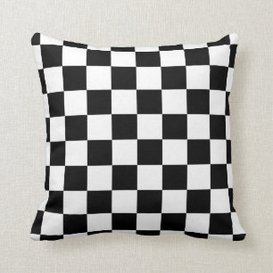 black and white checker pattern throw pillow