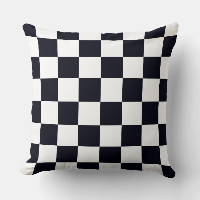 Black and White Checker Pattern Throw Pillow (Front)