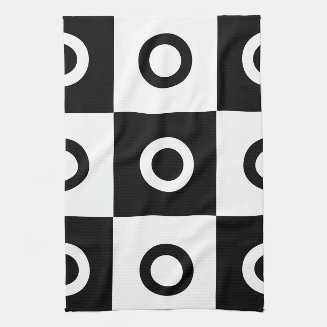 Black and white checker pattern towel (Vertical)