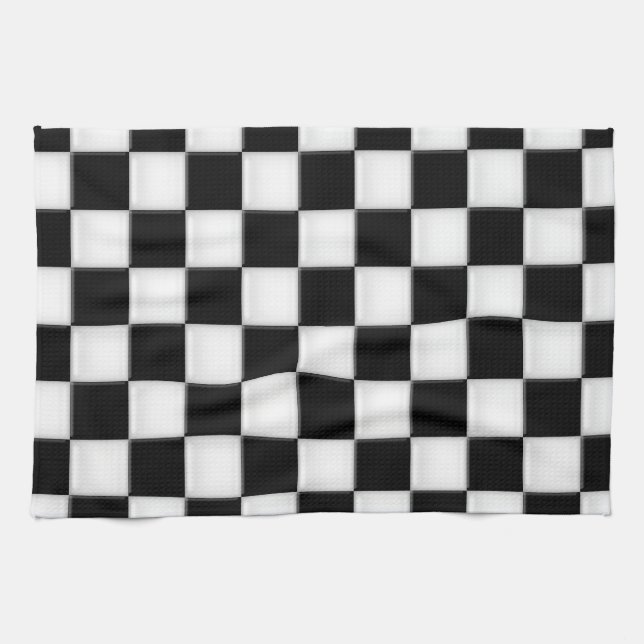 Black and White Checker patterns Kitchen Towel (Horizontal)