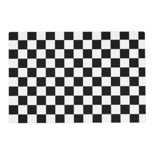 BLACK AND WHITE CHECKER SQUARES geometric pattern Placemat