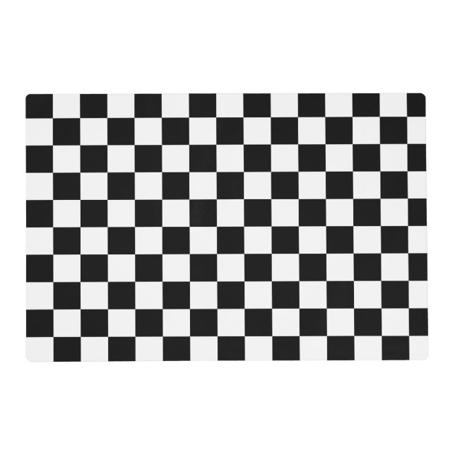 BLACK AND WHITE CHECKER SQUARES geometric pattern Placemat (Back)