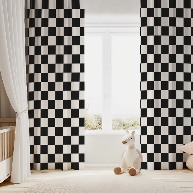 Black and White Checkerboard Blackout Curtains (Creator Uploaded)
