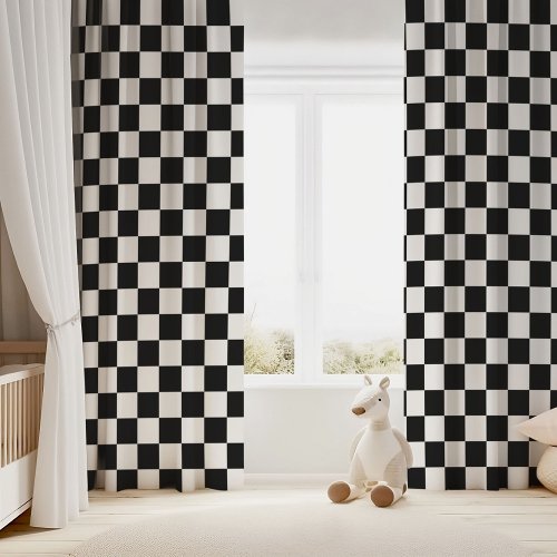 Black and White Checkerboard Blackout Curtains