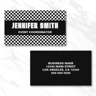 Black and White Checkerboard Bold Minimalist Business Card