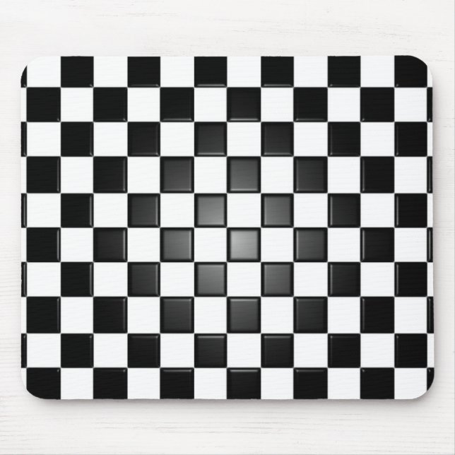 Black And White Checkerboard Check Mousepad (Front)